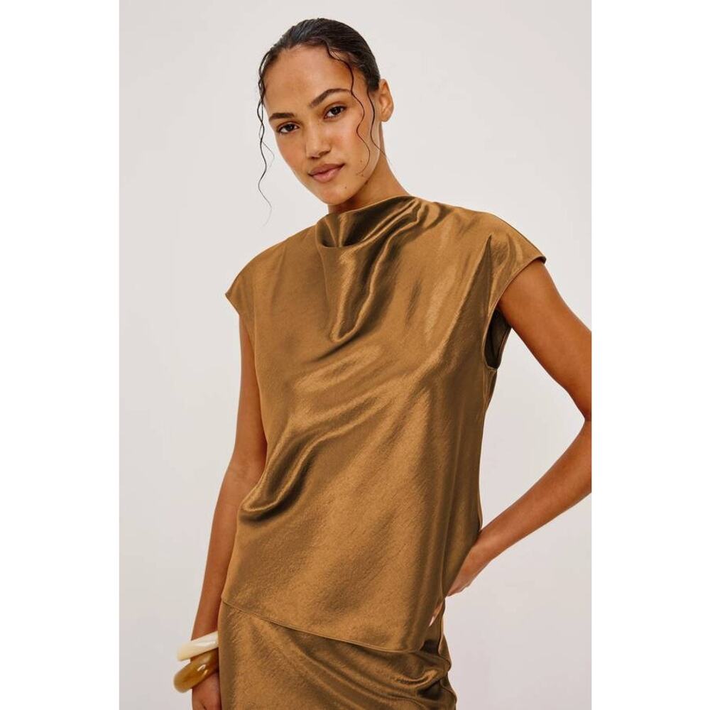 Rails Loretta Top in Ginger Brown Copper L NWT OldMoney Minimalist QuietLuxury